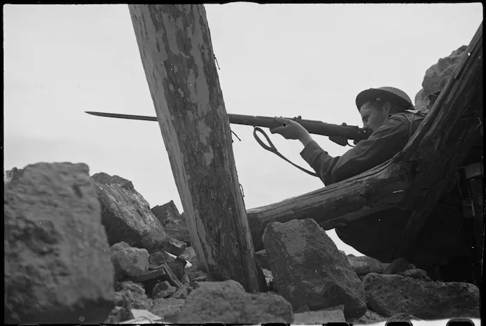 Soldier on the Cassino battlefront, Italy - Photograph taken by George Kaye