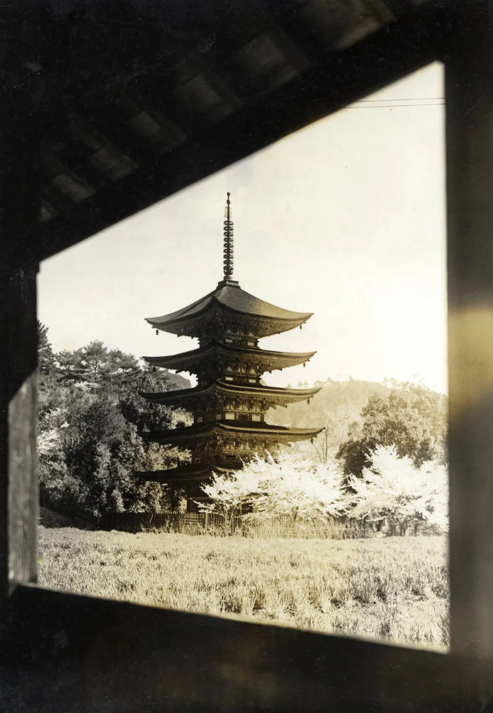 Military Service, World War II; Japan; pagoda.