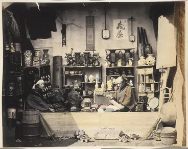 Image: View of a curio shop, Japan, by Felice A Beato (1825-1908?)