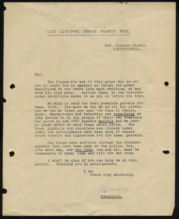 Image: Lady Liverpool Trench Comfort Fund