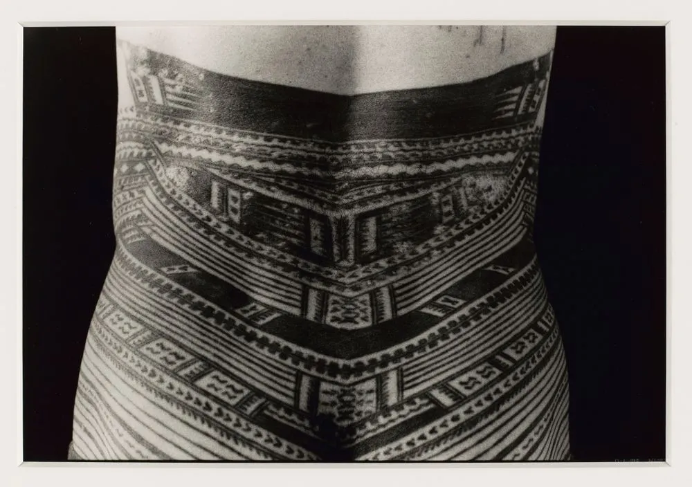 Tatau, 1980 Portrait of the artist Tony Fomison, his Pe'a. At Tudor Towers, Government Gardens, Rotorua