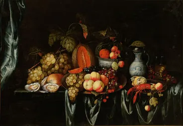 Still life with fruit and shellfish Image: Still life with fruit and shellfish
