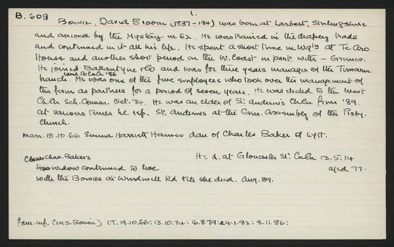 Macdonald Dictionary Record: David Broom Bowie