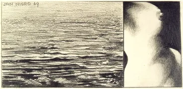 Image: Bather and out going tide