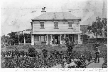 Image: Andersen, Johannes Carl, 1873-1962:One mounted photograph of Walter Turnbull's house, fronting on to Bowen Street and The Terrace, Wellington