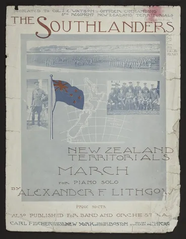 Image: The Southlanders : New Zealand territorials : march for piano solo / by Alexander F. Lithgow.