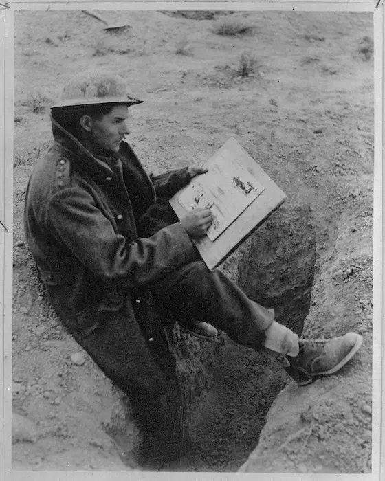 Captain Peter McIntyre at work in Libya, World War II