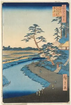 Sekiguchi jôsui-bata Bashôan Tsubakiyama (Bashô's Hermitage and Camellia Hill on the Kanda Aqueduct at Sekiguchi)