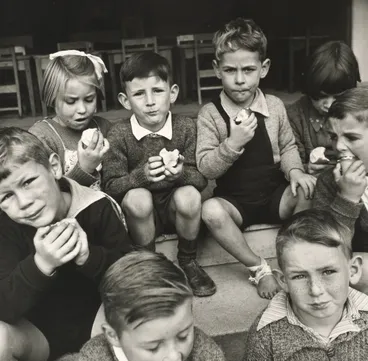 Image: Free apples to school children, May 1944. From the portfolio: PhotoForum - John Pascoe