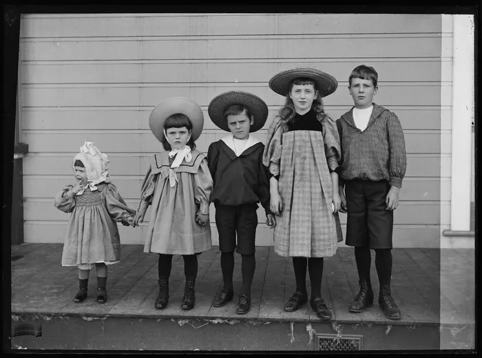 Group portrait of the Adkin family children