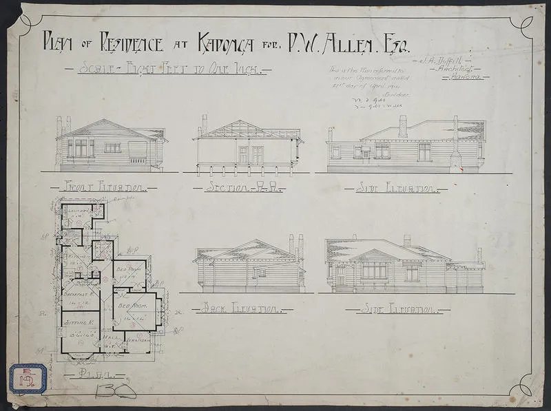 Residence at Kaponga for P.W. Allen [plan]