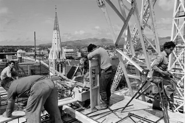 Image: Construction work above Christchurch's Cathedral Square