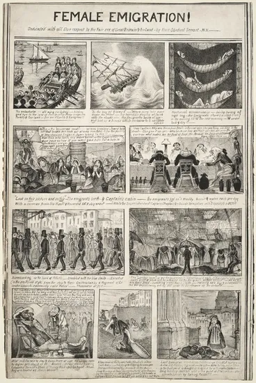 Image: Newman, W :Female emigration! ; dedicated with all due respect to the fair sex of Great Brittain [sic] & Ireland / by their obedient servant W.N. - [London, 60 Cheapside, G S Tregear, Oct 1 1834].