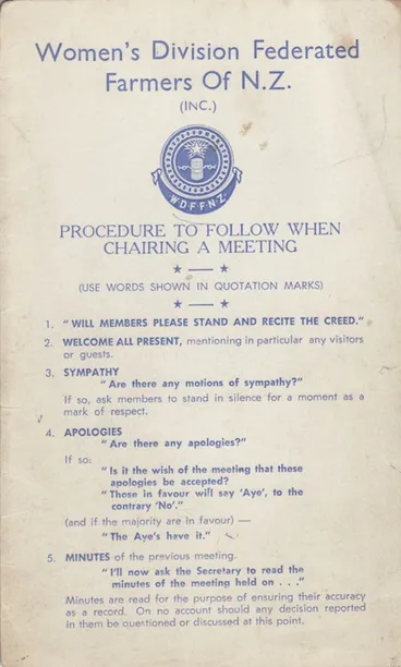 Image: Meeting Procedure Guidebook, Mataura branch, Women's Division of Federated Farmers