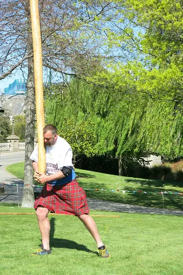 Caber tossing - Hororata Highland Games demo in Victoria Square Image: Caber tossing - Hororata Highland Games demo in Victoria Square