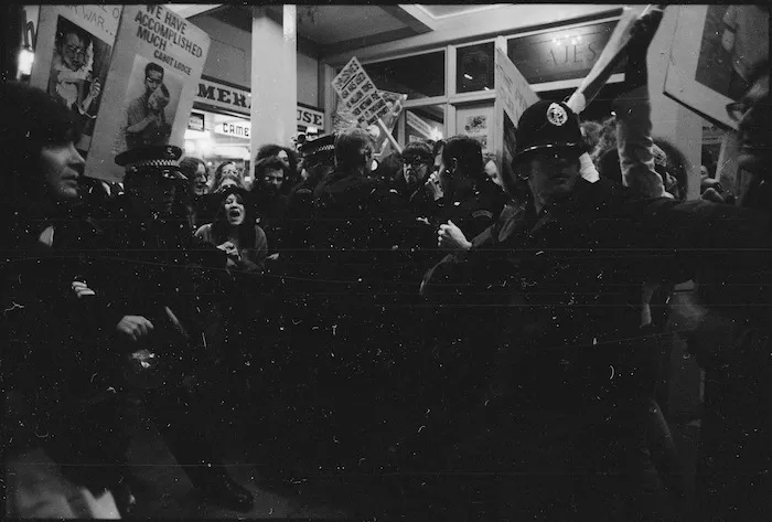 Anti Vietnam war protestors in action in Wellington