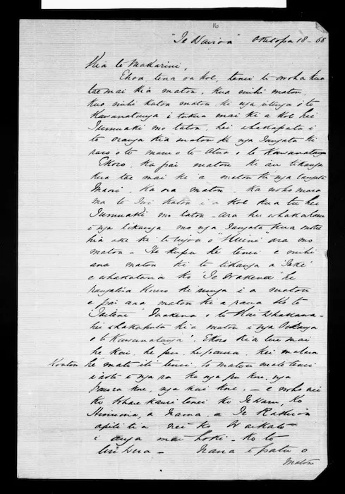 Letter from Hamana Tiakiwai, Karauria Te Iwiori to McLean