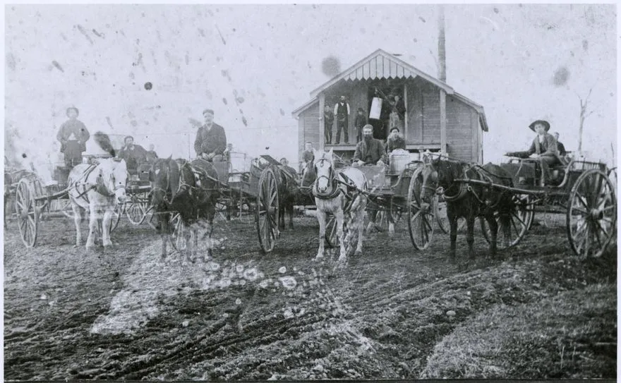 Farmers delivering milk to the Dairy Union Creamery