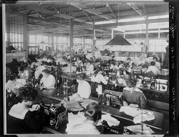 Image: Clothing factory, showing sewing machine operators, Christchurch