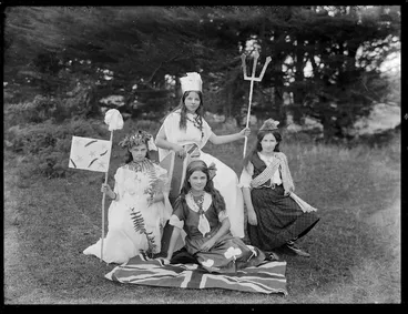Image: Girls in fancy dress, featuring Britannia