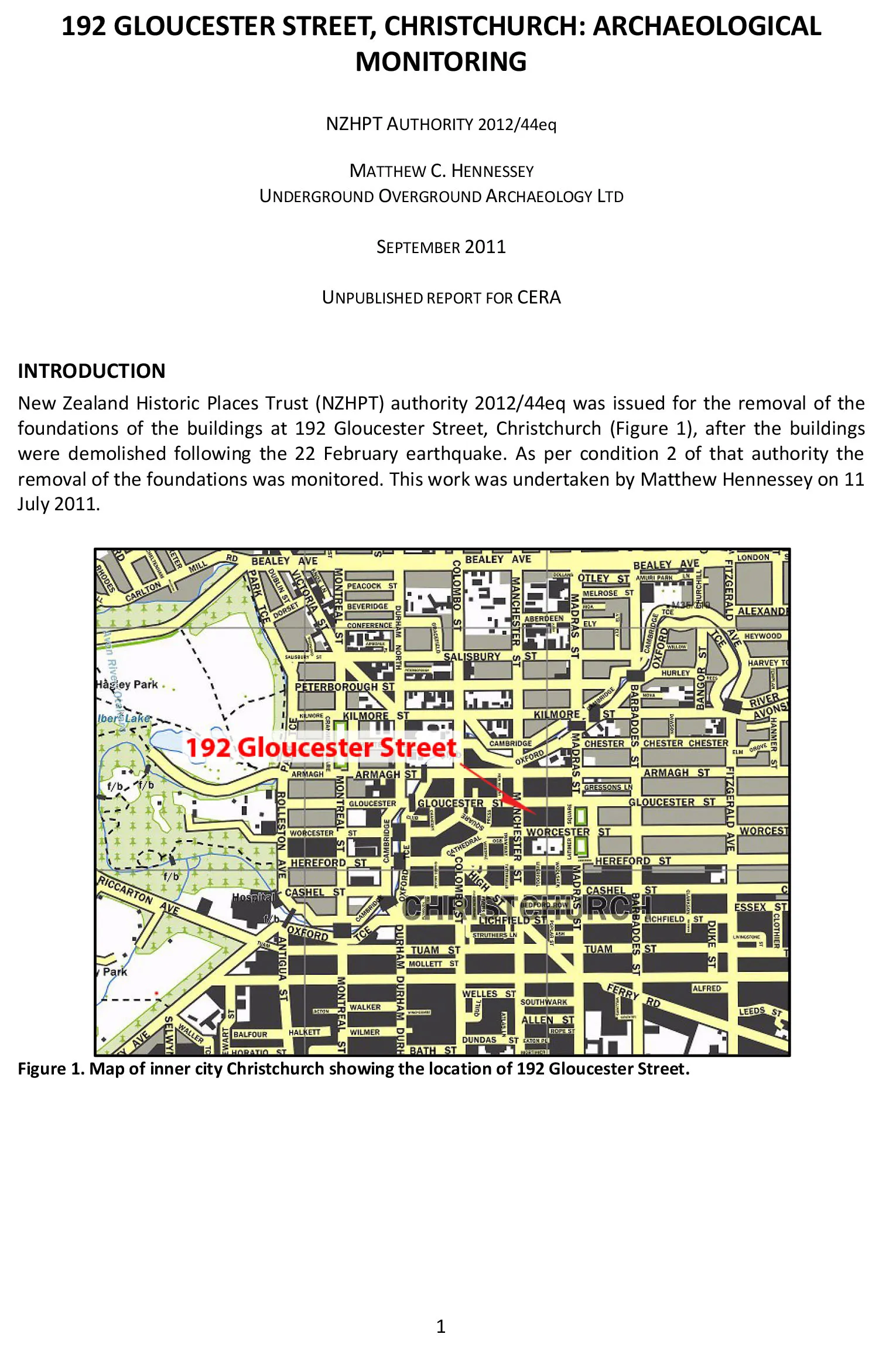 Archaeological Report on 192 Gloucester Street