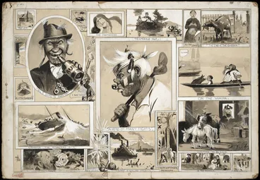 Image: Lloyd, Trevor 1863-1937 :[A visit to the Auckland Society of Arts exhibition by our comic artist. July 1905]