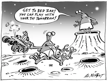 Image: "Get to bed Zak! You can play with your toy tomorrow!" 27 January, 2004