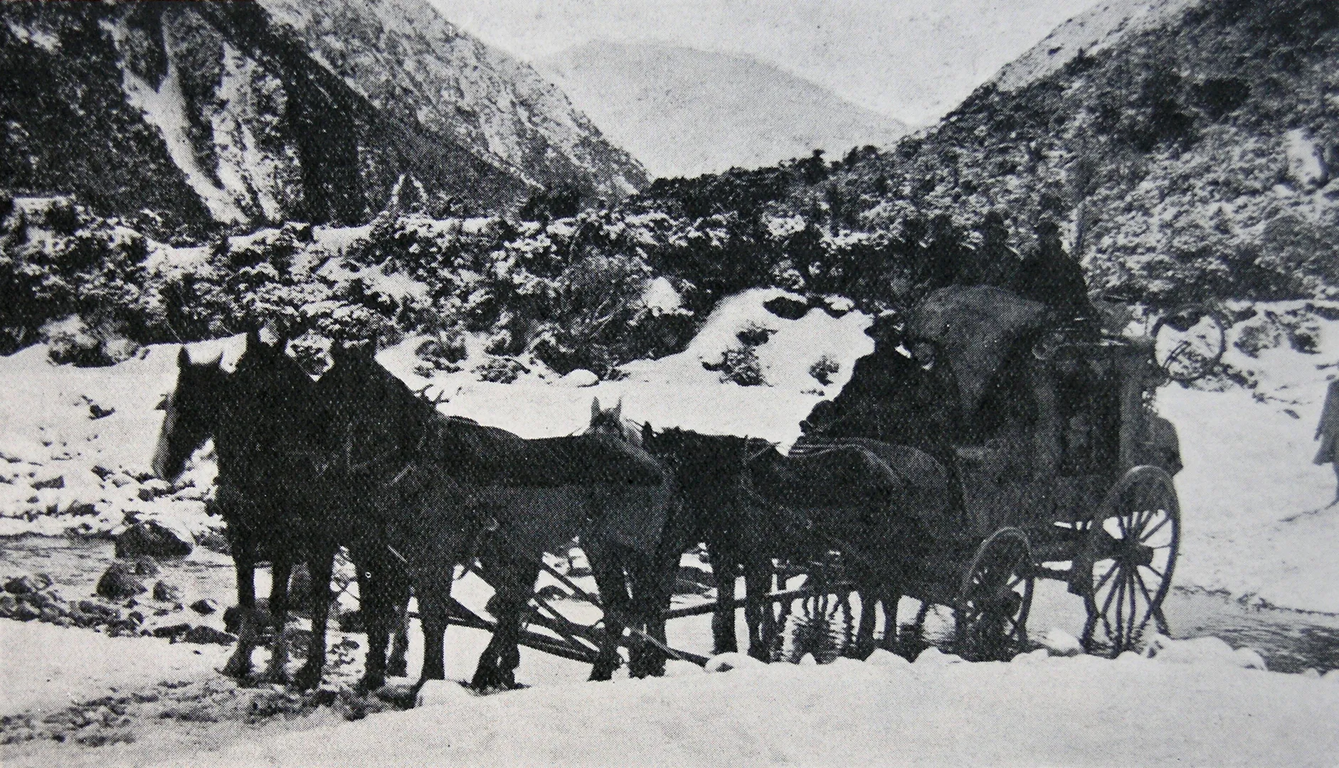 The Otira-Broken River mail coach in Arthur's Pass