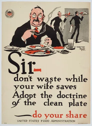 Image: Poster, 'Sir - don't waste while your wife saves'