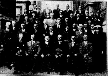 Image: S. P. Andrew Photo. MRS. HIGGINS, wife of General MR. VERNON OSWIN, who died Higgms, head of the Salvation yesterday. He was well known in Army. She will visit New Zealand local amateur theatrical circles, ivilh her husband. R. J. Thompson Photo. BANDSMEN IN CONFERENCE.-De^es to the New Zealand Brass Bands Association Conference photographed on the steps of the Town Hall. Front row, from left, Messrs. P. Skoglund (vice-president)' J. G. Usborne (secretary and treasurer), Captain T. Herd (vice-president), H. D. Bennett (president), R. B. Hean (vice-president), and H. Sweney. "Evening Post" Photo. i VaUex High School's liLming sport Brass Bmds contest held this rveek in Wellington. COPIES OF MEVEIOTg POSs?>' ym PHOXOGBAPHS MAY BE QiPAINES ON APPLICAXIOM, (Evening Post, 26 February 1932)