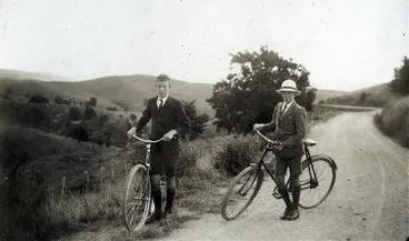 Two boys with bicycles : Digital image Image: Two boys with bicycles : Digital image