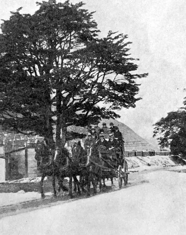 Image: A passenger coach leaving Arthur's Pass for Otira