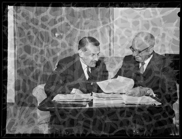 Image: Reviewing Auckland Harbour Bridge Plans, 1957