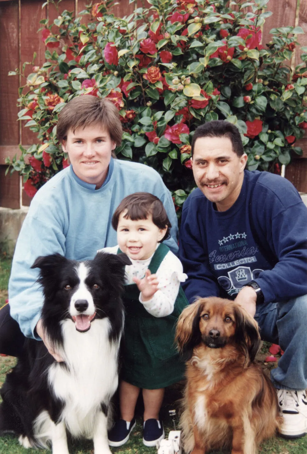 Maureen and Riki Samuel with their daughter Aroha and prizewinners from the Tux National Dog Show.