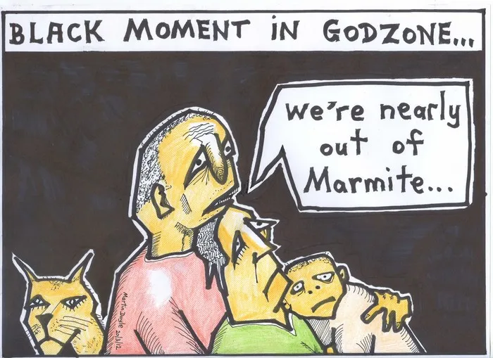 Doyle, Martin, 1956- :Black moment in godzone... "We're nearly out of marmite..." 21 March 2012