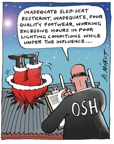Image: "Inadequate sled-seat restraint, inadequate, poor quality footwear, working excessive hours in poor lighting conditions while under the influence..." 21 December, 2004.