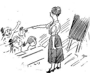 Image: ARITHMETIC. Teacher: If there were four flies on the desk avd I killed one how many -������ would be left ? Bktle Kitty.: One~-the dead one. (Observer, 06 March 1920)