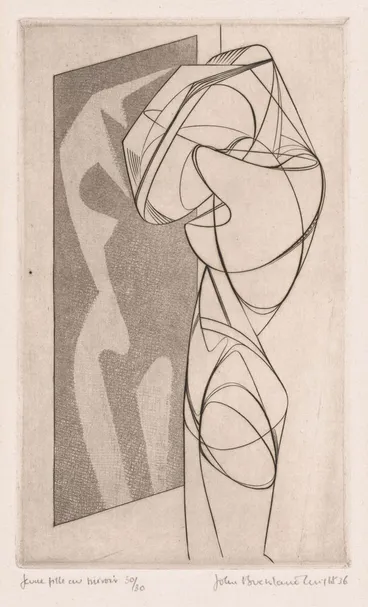 Image: Young woman before a mirror