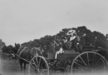 Image: Girl on a buggy, Māngere, ca 1905