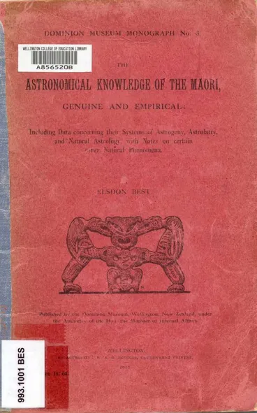 Image: Front Cover - The Astronomical Knowledge of the Maori, Genuine and Empirical