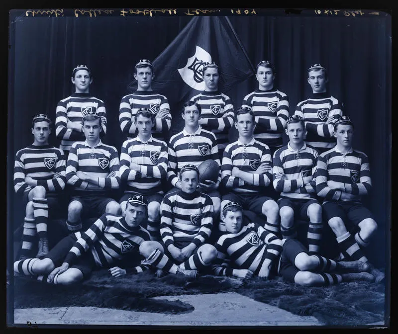 Glass Plate Negative: Christ's College, Football Team, 1907