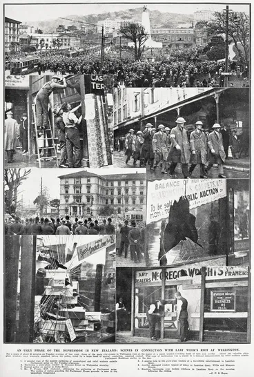Image: An ugly phase of the depression in New Zealand: scenes in connection with last week's riot at Wellington