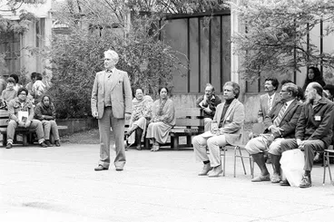 Bruce Biggs delivering a whaikorero Image: Bruce Biggs delivering a whaikorero