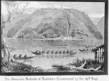 Image: Illustrated London news :The war in New Zealand. The Alexandra Redoubt at Tuakau, on the Waikato River [London, 1863]