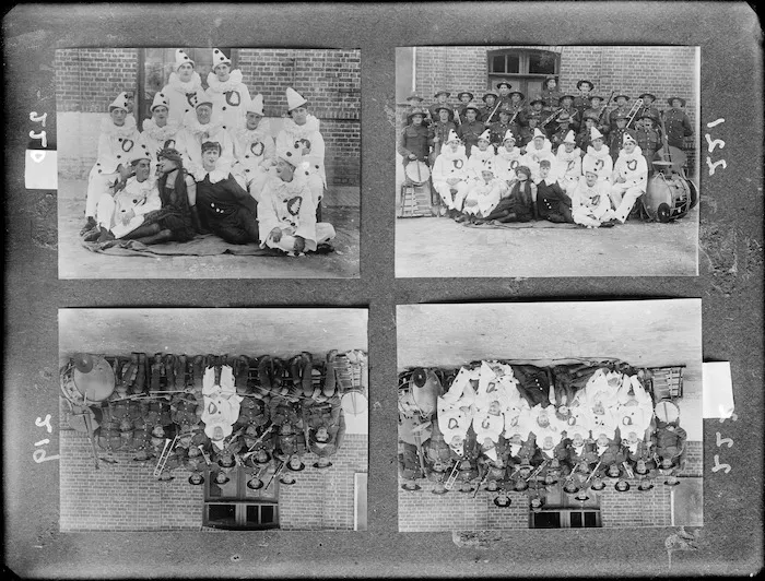 Four World War I `Digger Pierrot' group photographs