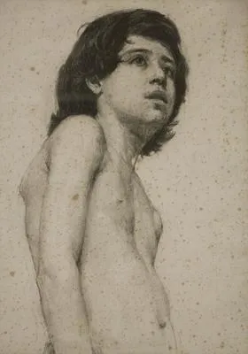 Study of a Young Girl, half length nude