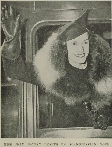 Image: Miss Jean Batten leaves on Scandinavian tour