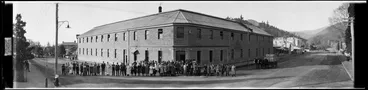 Image: Staff of Griffin's Biscuit Factory outside the factory building in Nelson