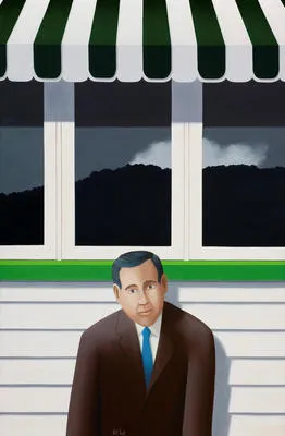 Man and window reflection