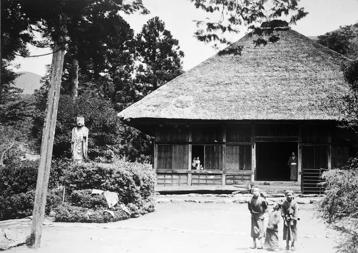 Children, house, and garden, Japan